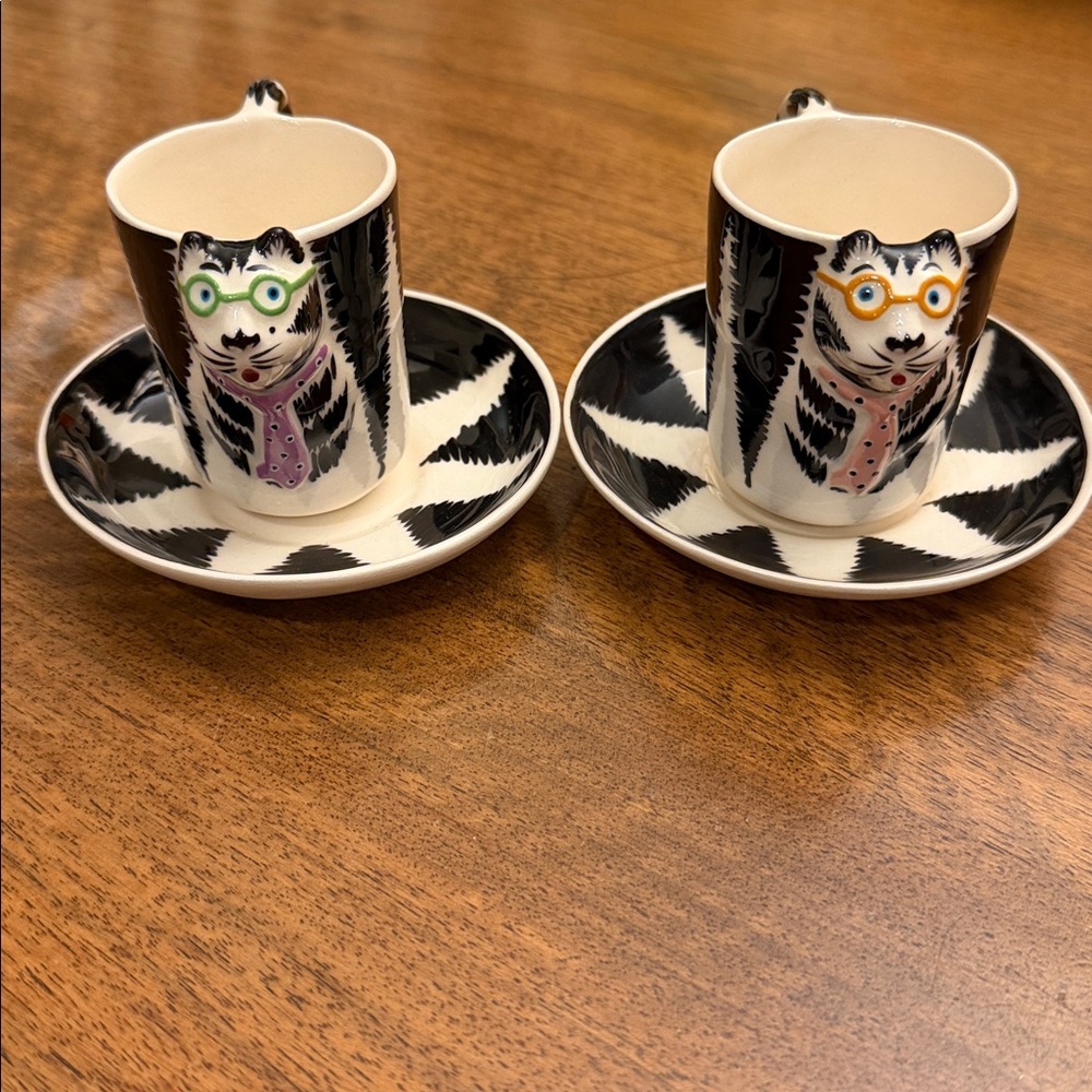 Tom Hatton 3D Miniature Cat Mug & Saucer Pair